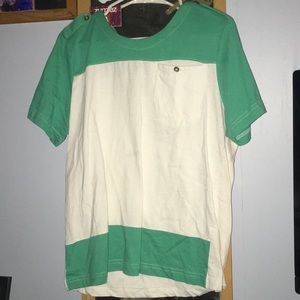 green and white pocket tee